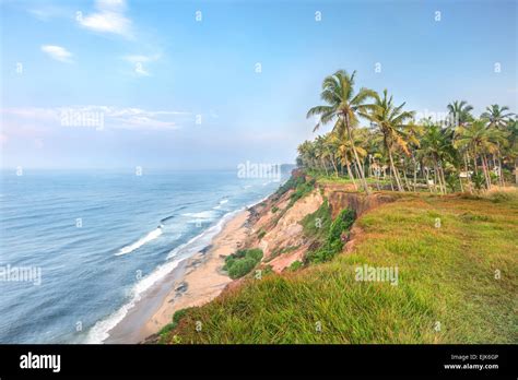 India, Kerala, Varkala beach cliff Stock Photo - Alamy