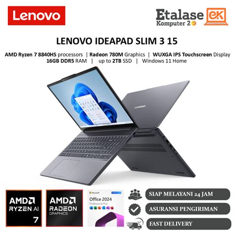 jual laptop lenovo ideapad slim   amd ryzen  hs gb ddr tb