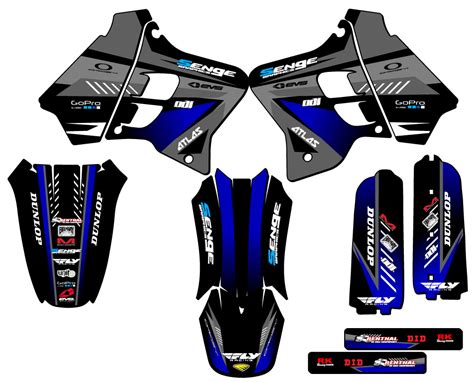 1993 1995 YZ 250 2 STROKE SURGE Black Senge Graphics Kit Compatible