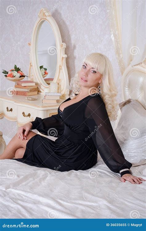 Blonde Woman In A Luxury Bedroom Stock Image Image Of Person Domestic
