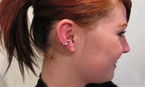 Conch Piercing With Circular Barbells