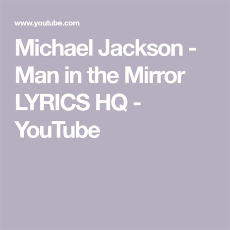 Michael Jackson Man In The Mirror LYRICS HQ YouTube