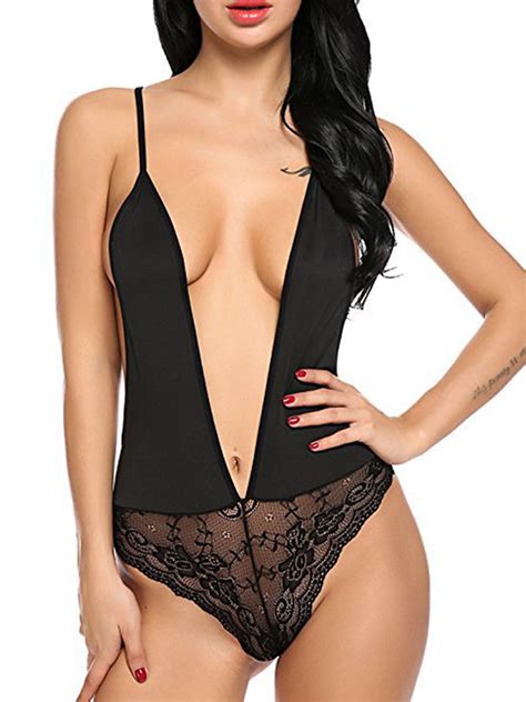 Buy Wholesale Women Sexy Deep V Lace Backless Bodysuit Lingerie Teddies