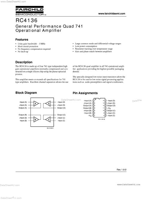 RC4136 Datasheet PDF QUAD OPERATIONAL AMPLIFIERS