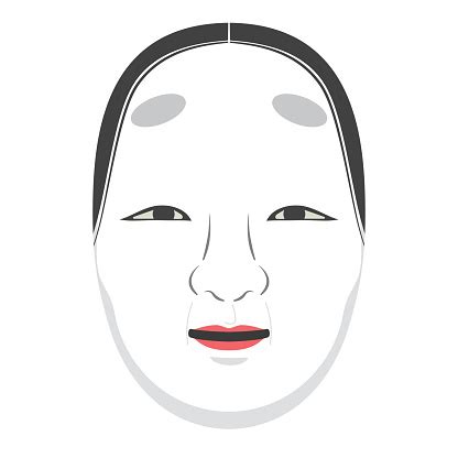 Illustration Of Noh Mask A Traditional Japanese Performing Art Noh Mask ...