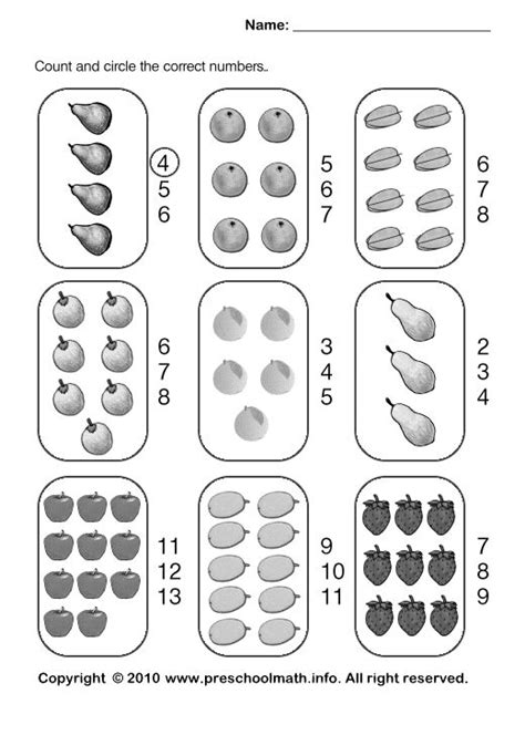 Count And Circle The Correct Numbers