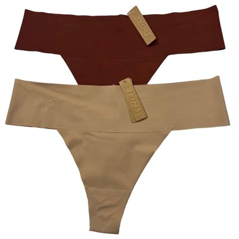 SKIMS Intimates Sleepwear Skims Naked Thong Lot Of 2 Clay Saffron