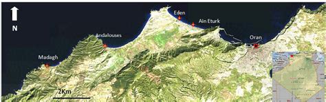 A map showing the study area, Oran city and its main beaches ...