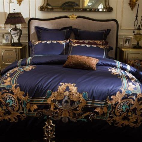 Duvet Cover Bed Sheet Pillowcases Luxury Blue Red European Gold Royal