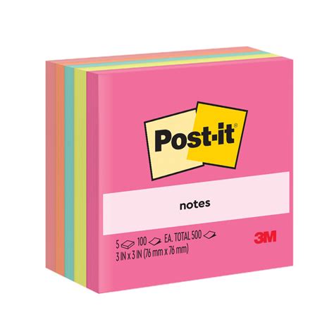 3M 654 5AN 3 X 3 POST IT NOTES POPTIMISTIC 5 COLOURS 100 SHEETS X