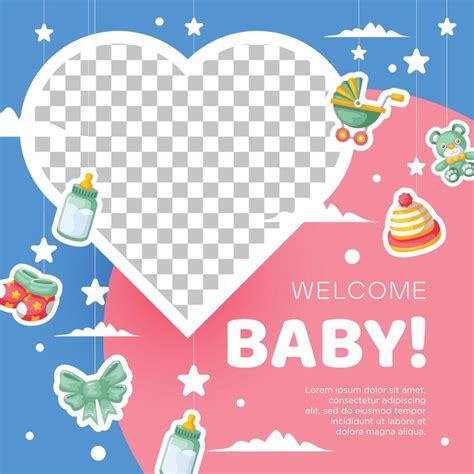 Template hand drawn baby announcement background design 38048972 Vector ...