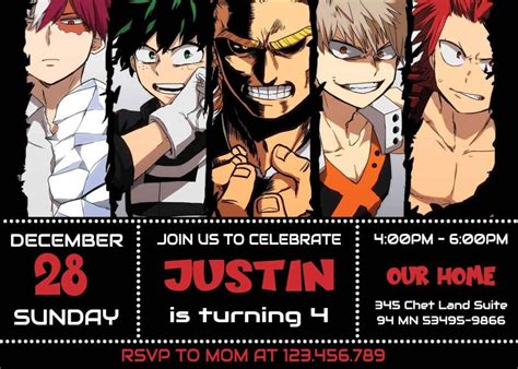Editable My Hero Academia Birthday Invitation Instant Download ...