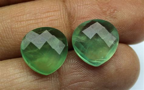 Buy Green Prehnite Pair Gemstone Natural Prehnite Faceted Matched