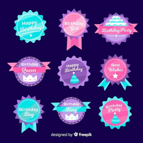 Free Vector | Birthday badge collection