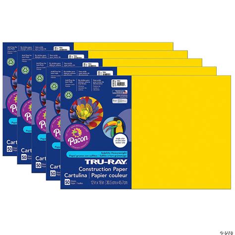 Tru Ray Construction Paper Yellow 12 X 18 50 Sheets Per Pack 5 Packs Oriental Trading