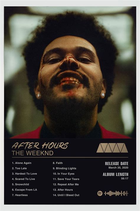 The Weeknd Poster After Hours Album Poster The Weeknd Etsy The