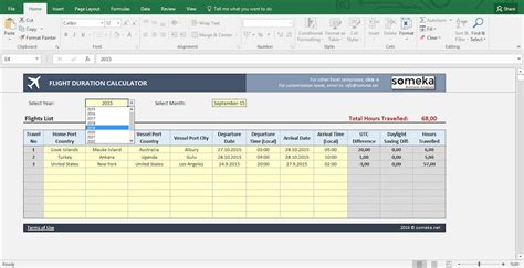 Flight Time Calculator Excel Template Duration Between World | Etsy