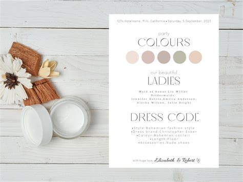 Dress Code Card Party Palette Attire Graphic By EvaTemplates