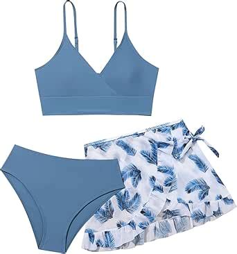 Generisch 2025 Mädchen Bikini Kurzen Ärmeln mit Volant Leichte Tankini Sets Sommer Wassersport