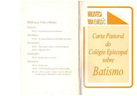 Pdf Batismo Metodista Org Br N Carta Pastoral Sobre Batismo