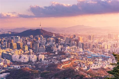 Skyline Da Cidade De Seul A Melhor Vista Da Coreia Do Sul Foto Premium