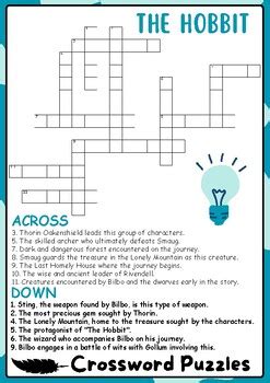 The Hobbit Novel Study Crossword Puzzles Activities By Ily For The