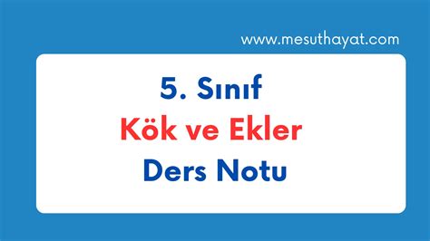 Kök ve Ekler Mesut Hayat Türkçe Dersi Kaynak Sitesi