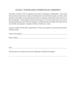 Fillable Online Kacb E Investigation Confidentiality Agreement Fax