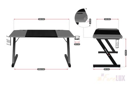 Biurko Gamingowe Hiro Szary Sklep Internetowy Furnilux