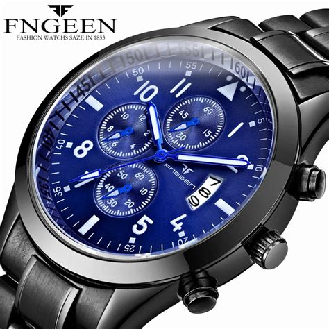 Fngeen Men Luxury Fashion Quartz Watch Business Casual Calendar