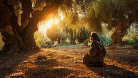 photographier de Jésus prier dans le jardin de gethsémané. génératif ai