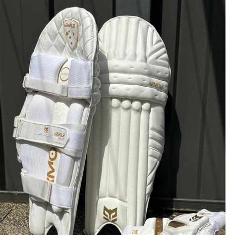 armour cricket batting leg guard players grade white  gold leg
