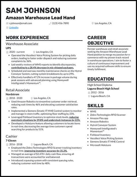 6 Amazon Resume Examples Landing Interviews in 2025 