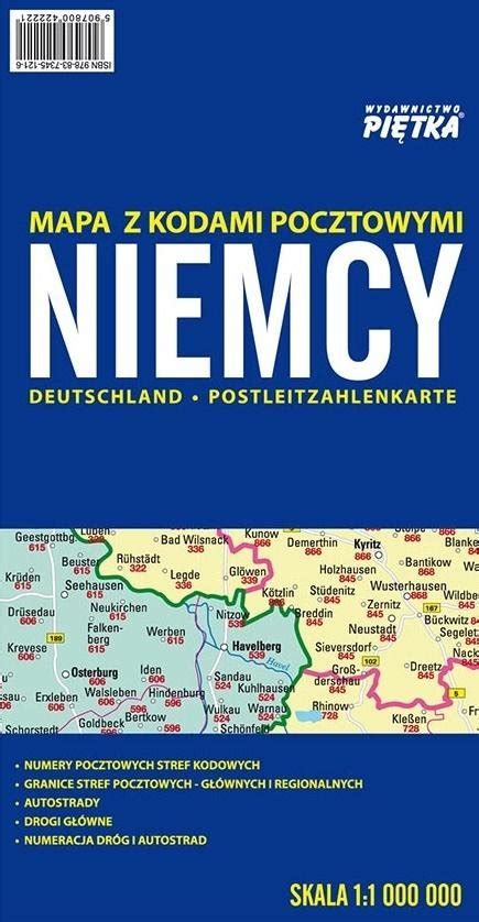 Niemcy Mapa Z Kodami Pocztowymi Wydawnictwo Pi Tka