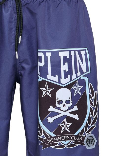 Philipp Plein Skull Bones Print Swim Shorts Blue Farfetch