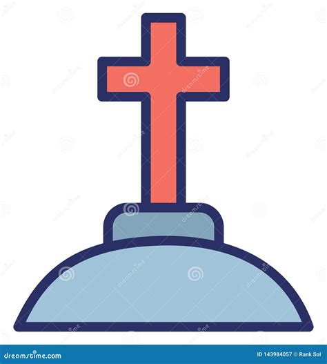 Cemetery Christian Graveyard Isolated Vector Icon Which Can Easily