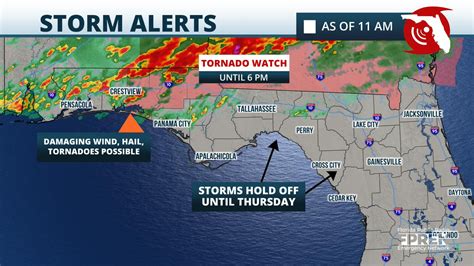 Strong Storms Possible Across Northern Half Of Florida Thursday