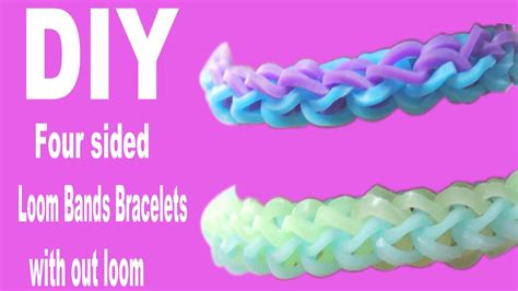 DIY How To Make Four Sided Rubber band (Loom Band) Bracelet Without Loom By Using Fork - YouTube