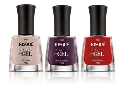 Kit Esmalte Diamond Gel Risque Nude Vermelho Roxo Ml Mercadolivre