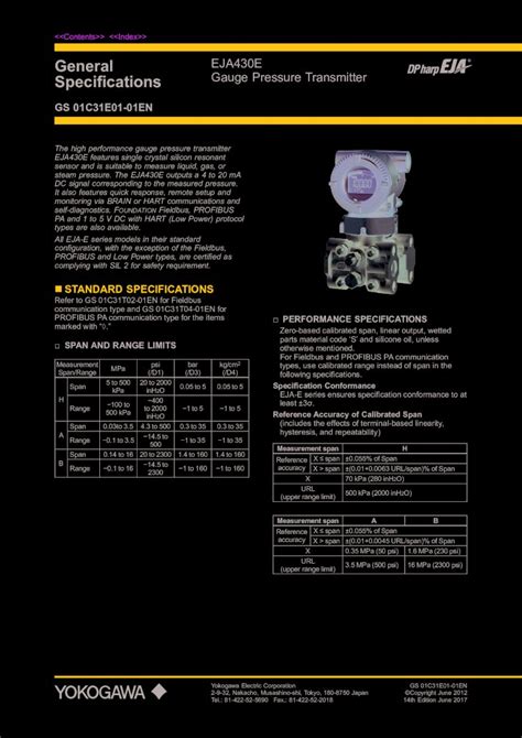 PDF EJA430E Gauge Pressure Transmitter Yokogawa EJA E Series