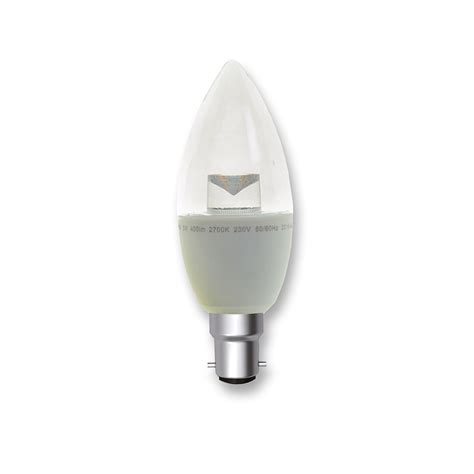 LED Dimmable Clear Candle B15D Warm White 5w 2700K SGD Lighting