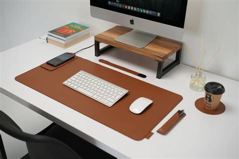 Wireless Charging Desk Pad Leather Desk Mat Custom Desk Pad - Etsy