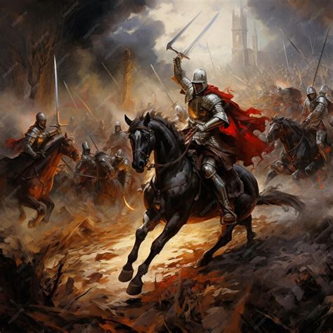 Premium AI Image | Medieval battle scenes focused on mounted knights Ai ...