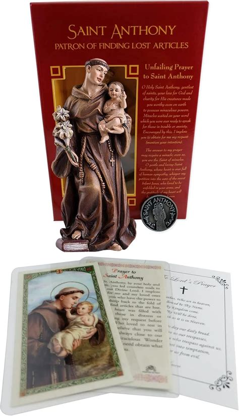 Amazon St Anthony Of Padua Statue Figurine 4 Inch Laminated