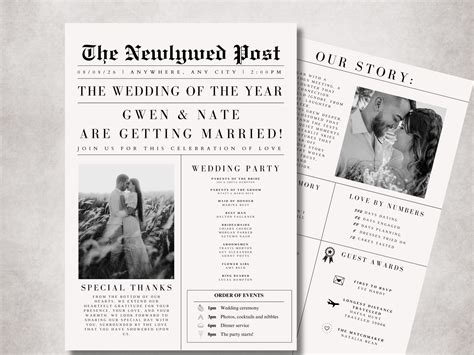 Newspaper Wedding Program Template Wedding Itinerary Wedding