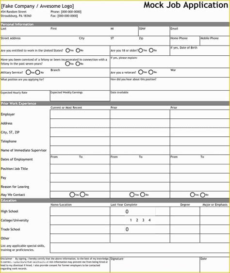 Downloadable Free Printable Spanish Job Application Form