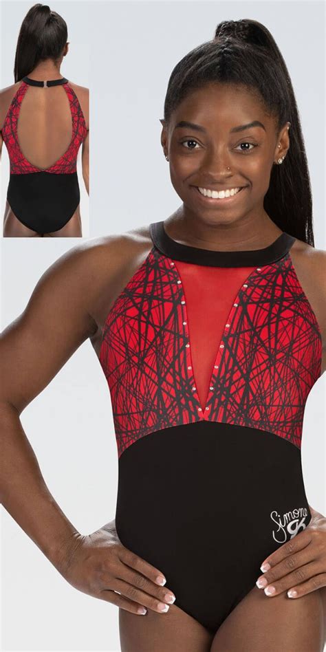 E4420 Red Tangle Simone Biles Gk Elite Gymnastics Leotard