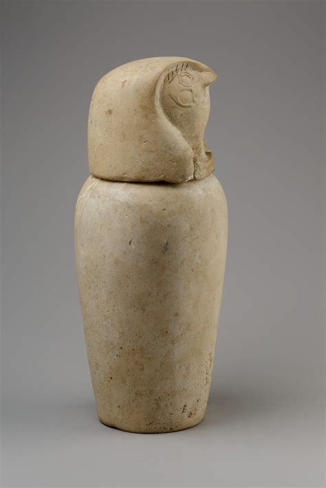 Canopic Jar With Falcon Head Qebehsenuef Third Intermediate Period