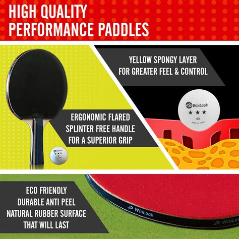 Snapklik JP WinLook Ping Pong Paddles Set Of 4 Portable Table