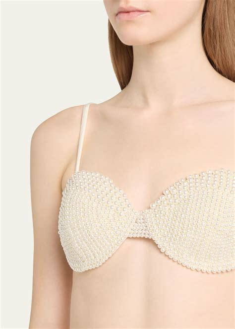 Patbo Pearl Beaded Bikini Top Bergdorf Goodman